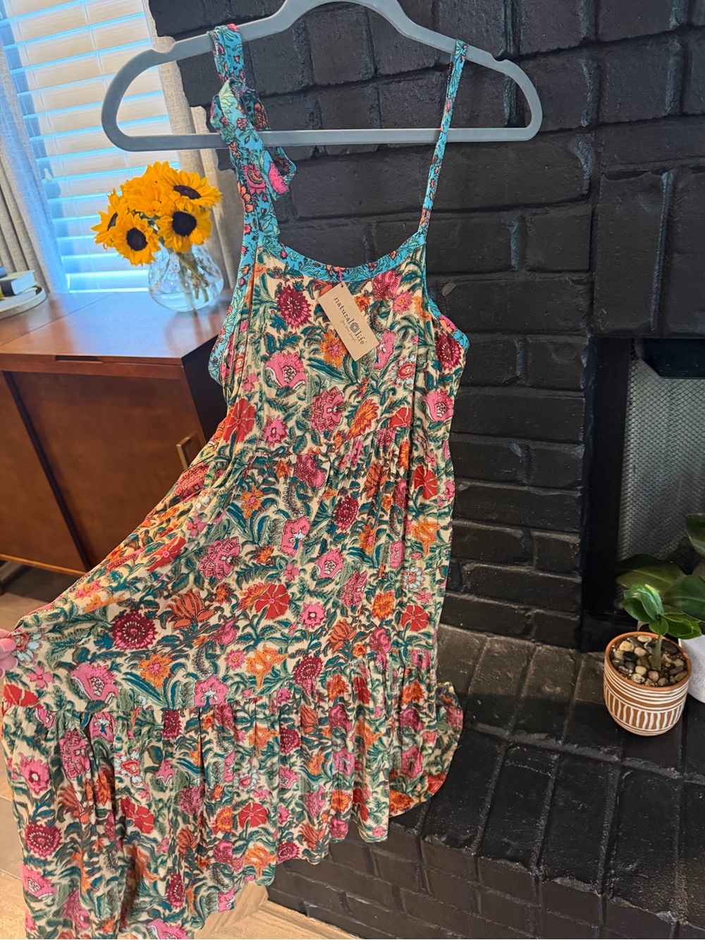 NATURAL LIFE Mini Dress Floral Boho Adjustable Straps NWT - Picture 2 of 8